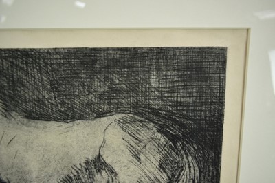 Lot 1098 - Harry Becker (1865-1928) signed etching - Horse in the Stable, 34.5cm x 43.5cm, in glazed frame