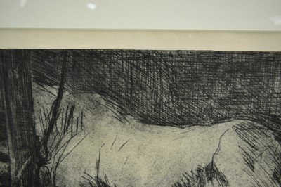 Lot 1098 - Harry Becker (1865-1928) signed etching - Horse in the Stable, 34.5cm x 43.5cm, in glazed frame