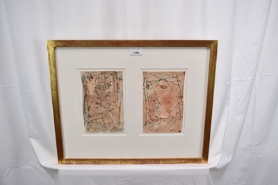 Lot 1103 - Roy Turner Durrant (1925-1998) two mixed media on paper drawings - Figure & Head, 20cm x 13cm each