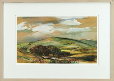 Lot 1420 - *Rowland Suddaby (1912-1972) watercolour - Downland Landscape, signed, 37cm x 64cm, in glazed frame 
Provenance: Adam Gallery, Bath