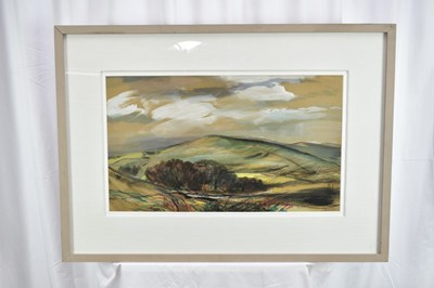 Lot 1420 - *Rowland Suddaby (1912-1972) watercolour - Downland Landscape, signed, 37cm x 64cm, in glazed frame 
Provenance: Adam Gallery, Bath