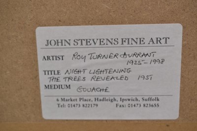 Lot 1104 - Roy Turner Durrant (1925-1998) gouache - Night Lightening, signed and dated '51, 43cm x 60cm, in glazed painted frame