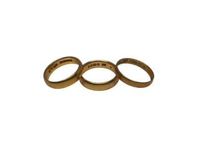 Lot 3 - Three 22ct gold wedding rings