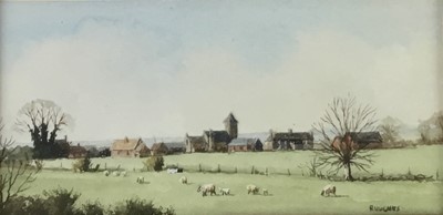 Lot 26 - Robert Hughes (1934-2010), miniature gouache of Winterbourne Bassett, Wiltshire, signed, framed and glazed