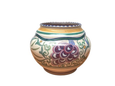 Lot 1162 - Poole Carter Stabler Adams pottery vase with polychrome painted fruit and foliage decoration, 13cm high