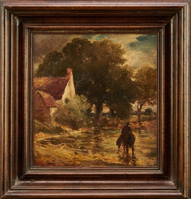 Lot 1208 - Attributed to David Cox (1783-1859) oil on panel - Willy Lott's Cottage, 21.5cm x 20cm, framed
