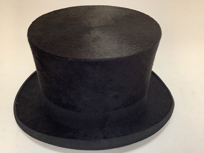 Lot 2092 - Gentleman's top hat by 'H. GrafenKamp, Dortmund, with original paper labels under headband.
