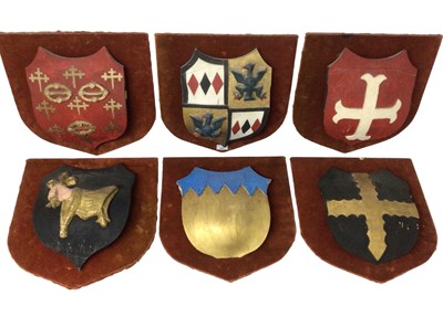 Lot 984 - Group of six decorative polychrome shields