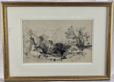 Lot 52 - Early 19th century pencil sketch, Switzerland, inscribed, 18cm x 29cm, in glazed gilt frame
