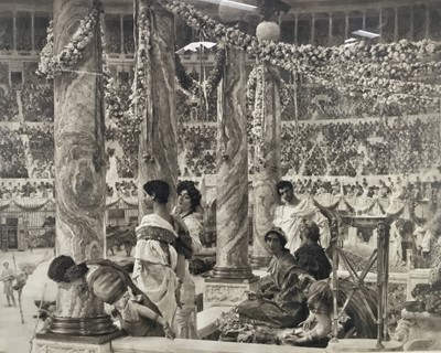 Lot 234 - Lawrence Alma-Tadema (1836-1912) photolithograph, Caracalla and Geta (1907), signed in pencil, 64cm x 78cm in glazed frame