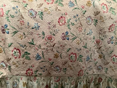 Lot 2113 - 1930's pair of fitted single quilted and padded bed-covers in printed floral cotton