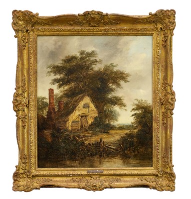 Lot 1202 - Robert Burrows (1810-1883) oil on canvas - Rural Cottage, signed, in gilt frame