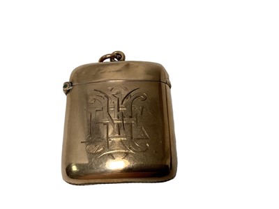 Lot 2 - Late Victorian gold 9ct Vesta case with engraved monogram ( Birmingham 1898) 40 x 34 mm, 16.45grams