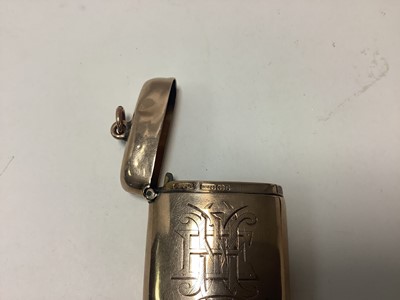 Lot 2 - Late Victorian gold 9ct Vesta case with engraved monogram ( Birmingham 1898) 40 x 34 mm, 16.45grams