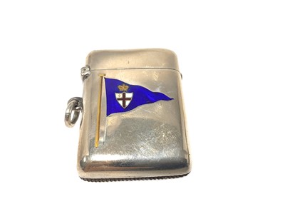Lot 3 - Victorian silver and enamel Royal London Yacht Sqadron Vesta case with enamelled pennant (London 1894) 50 x 36mm