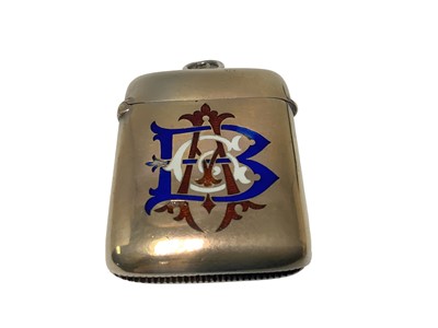 Lot 15 - Victorian silver and three colour enamel Vesta case with 'CAB' monogram ( Birmingham 1898) 54 x 40mm