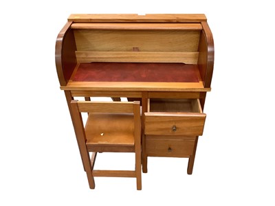 Lot 2659 - Miniature children's roll top desk and desk chair