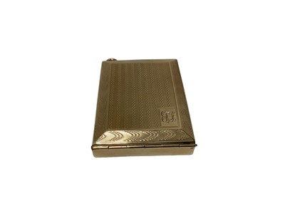 Lot 32 - Gold 9ct match book holder with engine turned decoration and engraved LB monogram 59 x 42mm, 29.79grams