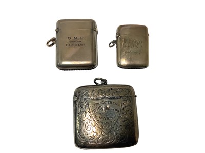 Lot 45 - Three Edwardian silver Vesta cases