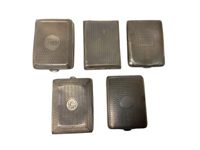 Lot 49 - Five silver match book cases with engine turned decoration (5)