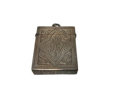 Lot 67 - Victorian silver Gothic design Vesta case ( Birmingham 1891) 44 x 37 x 11mm