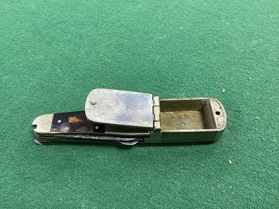 Lot 80 - Unusual Victorian combined Vesta case, cigar cutter and multiple bladed pen knife of bottle shape with nickel frame and tortoishell side plates, the blades marked Richards, Piccadilly 87mm long
