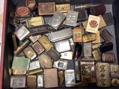 Lot 81 - Mixed collection of Victorian and later Vesta boxes including combination brush Vesta case,  cast metal boot Vesta holder, etc ( 60 plus)