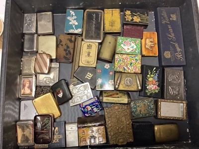 Lot 84 - Collection of Victorian and later Vesta boxes and match box holders including cloisonne, horn, novelty, Trench Art and advertising ( 40 plus)