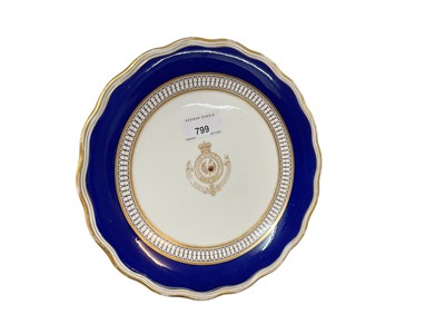 Lot 799 - Military interest- Victorian porcelain comport with central badge for the Royal North British Fusiliers, with lozenge registration mark to base, retailed by Callum & Sharpus, 13 Cockspur St, London...