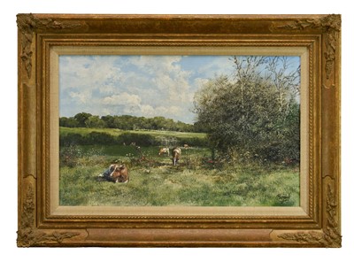 Lot 1141 - *Clive Madgwick (1939-2005) acrylic on canvas - Passing Clouds, signed, 36cm x 56cm, in gilt frame