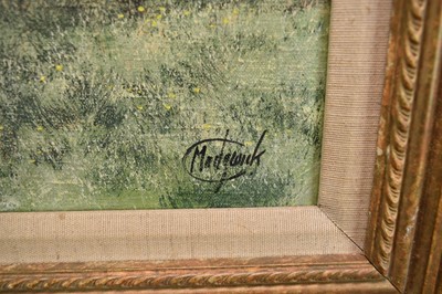 Lot 1141 - *Clive Madgwick (1939-2005) acrylic on canvas - Passing Clouds, signed, 36cm x 56cm, in gilt frame