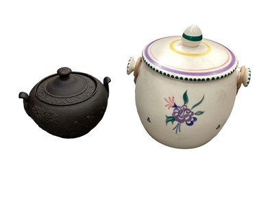 Lot 1299 - Poole pottery biscuit barrel and cover, Wedgwood black basalt sugar bowl and cover, collectors plates and sundry items - 1 box