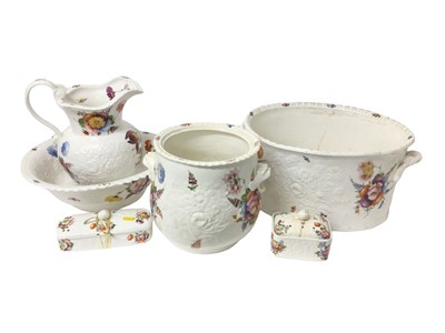 Lot 144 - Early 19th century Welsh porcelain jug and basin and other related pieces, Coalport or Swansea