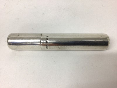 Lot 134 - Victorian silver single cigar case of cylindrical form, ( Birmingham 1875), 11.2cm