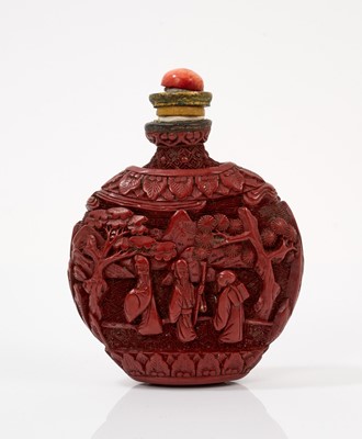 Lot 796 - Finely carved cinnabar lacquer snuff bottle
