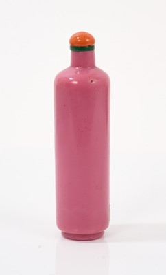 Lot 793 - Pink glass snuff with coral stopper