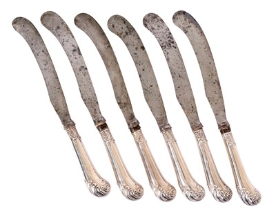Lot 298 - Set of six silver handled pistol grip dinner knives