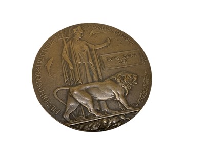 Lot 798 - First World War Memorial (death) plaque named to James Joseph Best