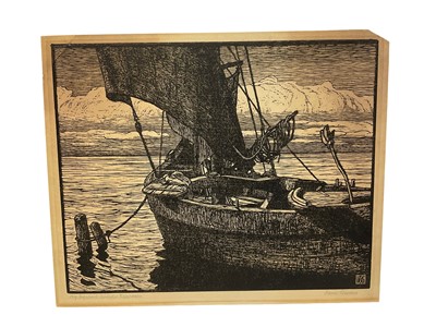 Lot 23 - Continental school (early 20th century) woodcut print, indistinctly signed and titled, plate, 29 x 36cm
