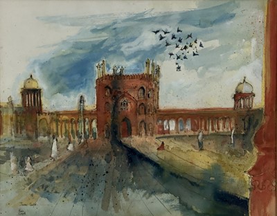 Lot 115 - Nina Carroll (1932-1990) watercolour signed and titled Jama Masjid