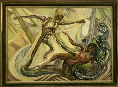 Lot 8 - Fay Pomerance (1912-2001) watercolour - ‘The First Awakening’, signed, 48cm x 68cm, signed, in glazed frame
