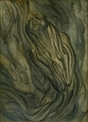Lot 11 - Fay Pomerance (1912-2001) pastel - ‘Lucifer's Reptilian Ascent to Eden’, signed, 32cm x 23cm, in glazed frame