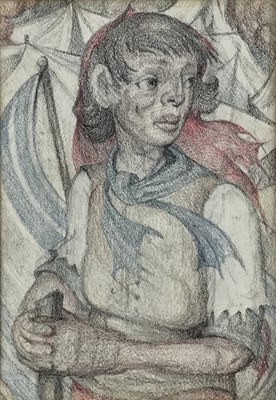 Lot 15 - Fay Pomerance (1912-2001) pastel - ‘The Young Patriot’, 35cm x 25cm, in glazed frame