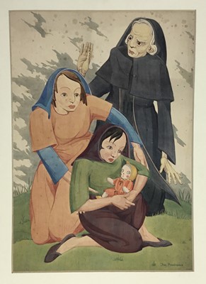 Lot 20 - Fay Pomerance (1912-2001) watercolour - ‘The Homeless’, signed, 54cm x 38cm, unframed