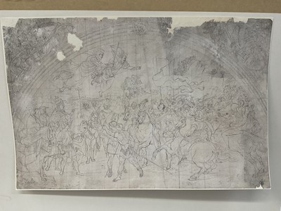 Lot 32 - Italian School, proabably 17th century, pencil sketch for a mural, 25 x 38cm, mounted but unframed