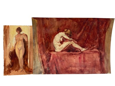 Lot 41 - Slade School, early 20th century, two watercolour figure studies, the largest 20 x 27cm
