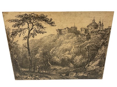 Lot 44 - 19th century Continental school, pencil sketch, La Riccia, titled verso, 12 x 15