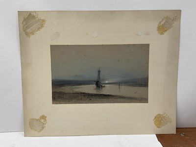 Lot 52 - Henry Bright (1810-1873) pastel, moonlit coastal scene, signed and dated 1857, 21 x 37cm