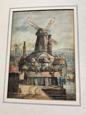 Lot 70 - English School, early 19th century, pen and watercolour - indistinctly inscribed - 'The Thames at Woolich from Channele-sea Bridge...' dated 1811, 21 x 16cm, mounted