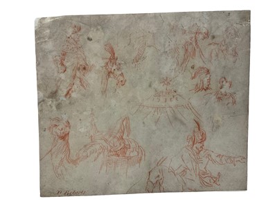 Lot 83 - Manner of David Roberts (1796-1864) red chalk, Eastern sketches, signed D Roberts, 18 x 22cm